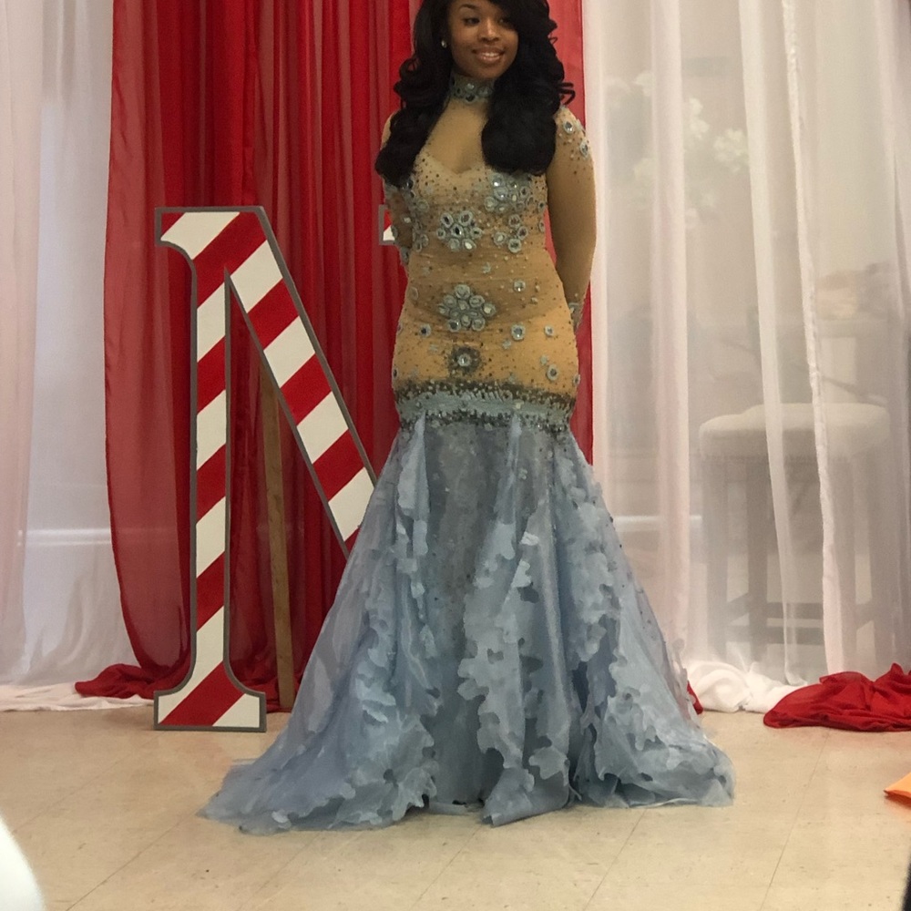 Blue and Nude Ball Gown